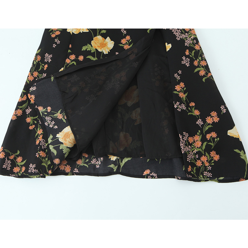 French Vintage Floral Midi Dress - YENKYE Fransız Tarzı Vintage Çiçekli Baskı