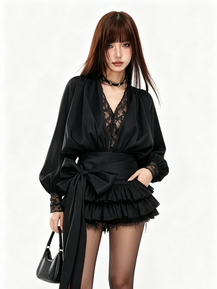 French Vintage Floral Midi Dress - Sonbahar Fransız Vintage Zarif Uzun Kollu