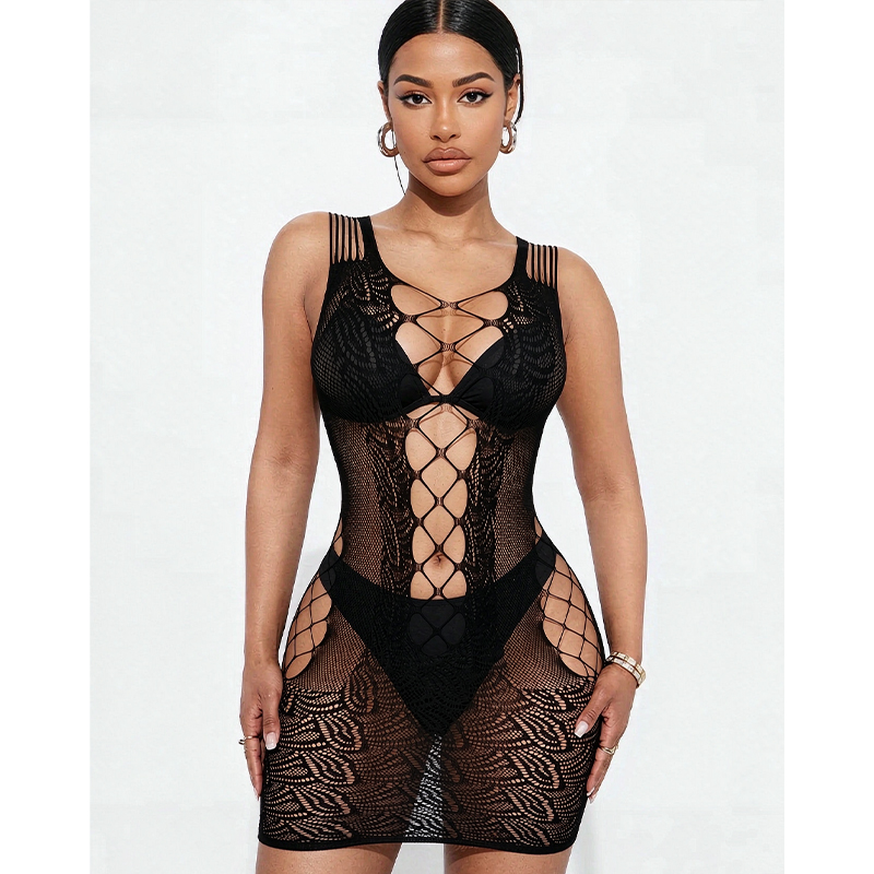 Sexy Mesh Sheer Bodycon Dress - Seksi iç çamaşırı, kadınlar için şeffaf,