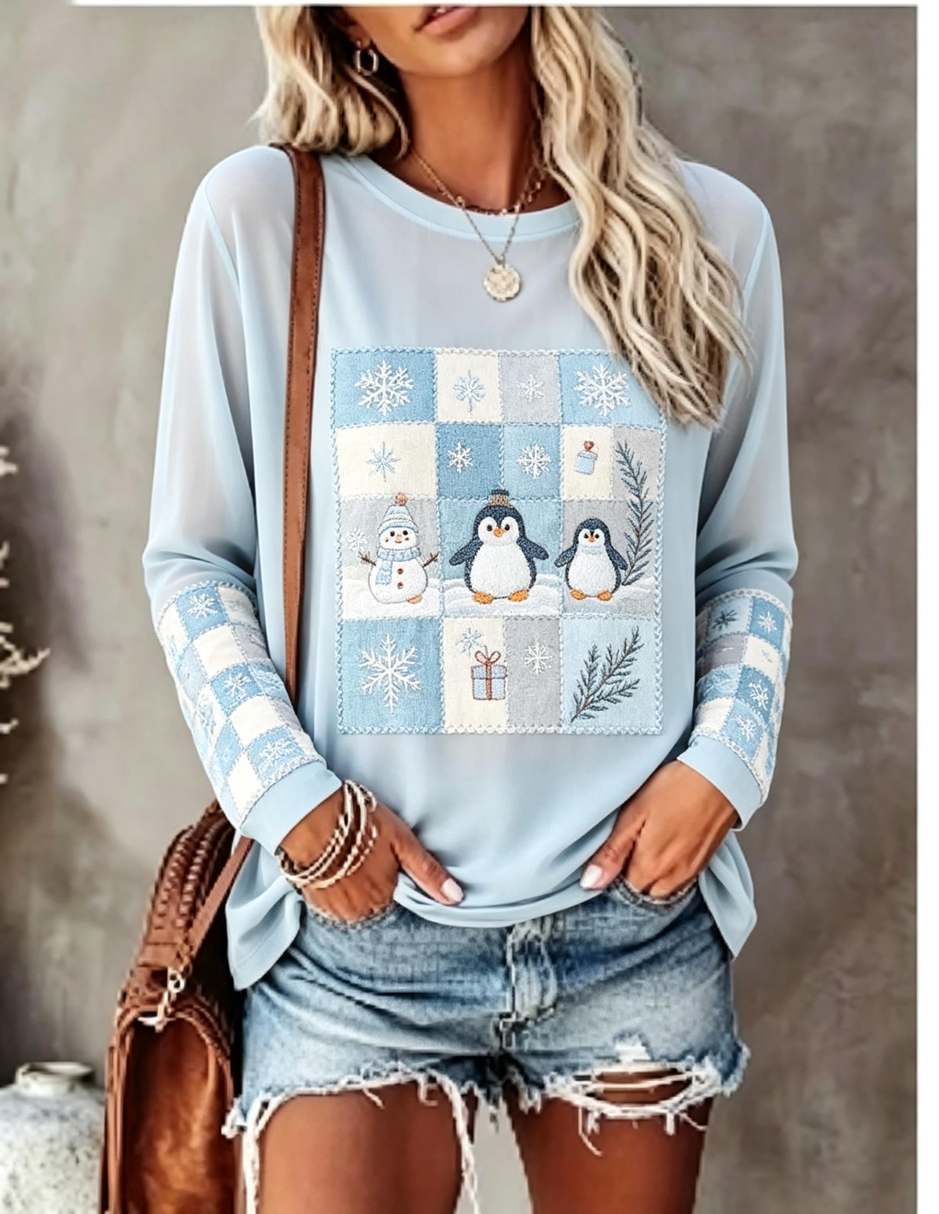 Blouses - Kadın Uzun Kollu Tişört, Tilki, Tavşan,