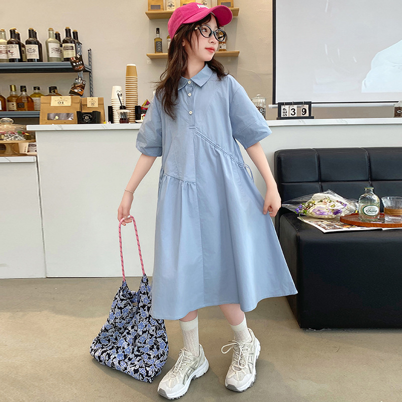 Korean Style A Line Shirt Dress - Koreli Çocuk Giyim Kız Elbise 2025,