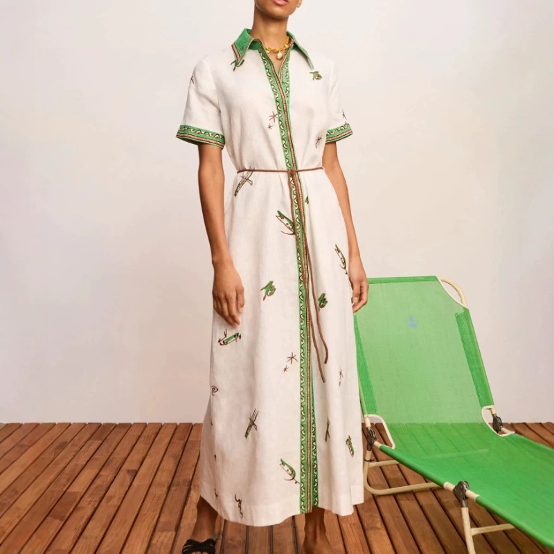Casual Loose Linen Shirt Dress - 2026 Sonbahar Yeni Orijinal Kadın Keten