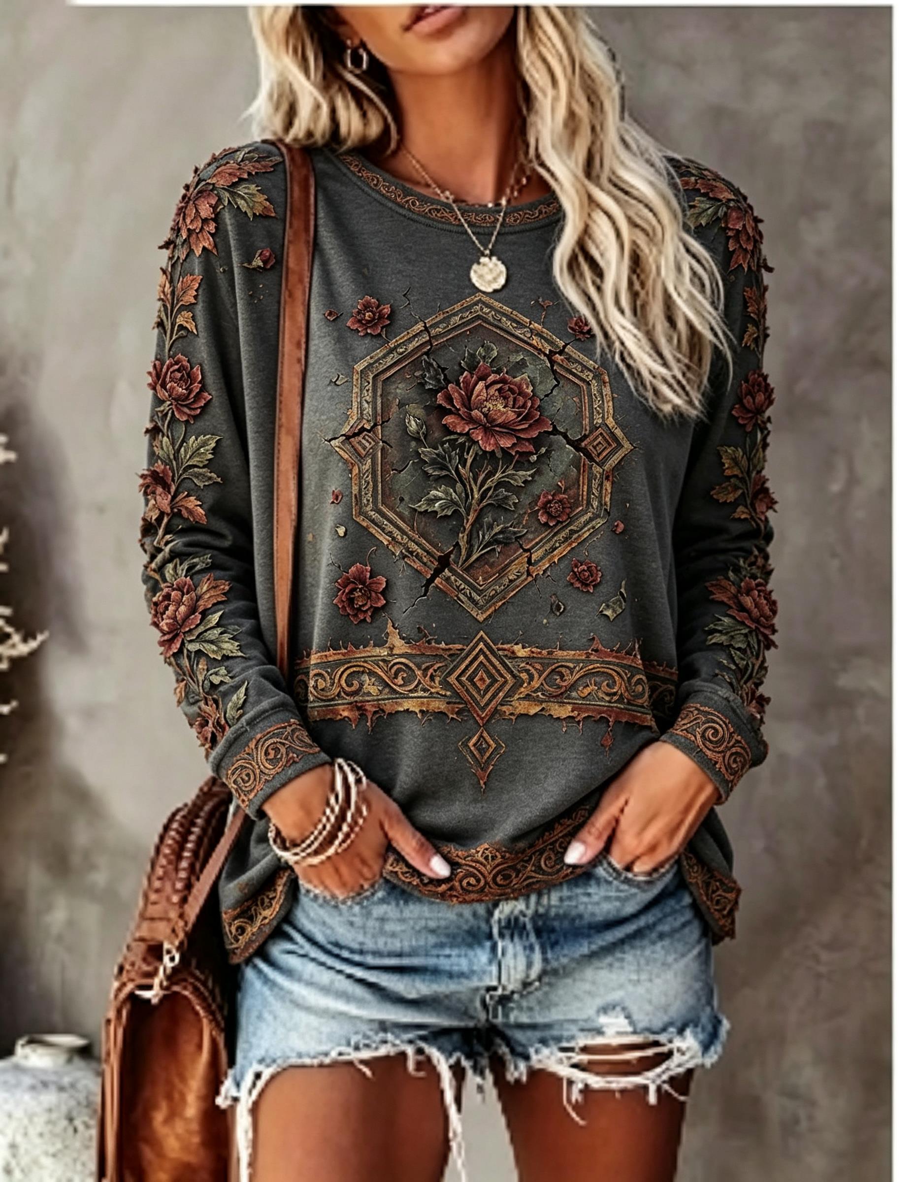 Kadın Bisiklet Yaka Uzun Kollu - Blouses incelemesi ve fiyatı