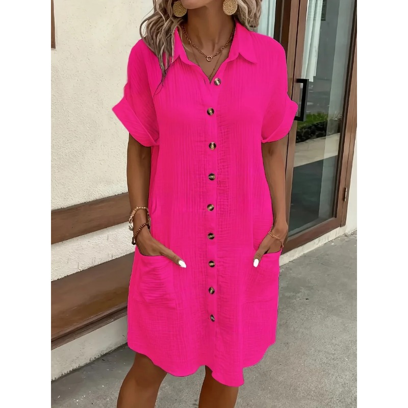 Moda Günlük Pamuklu Keten Tarz - Casual Loose Linen Shirt Dress incelemesi ve fiyatı