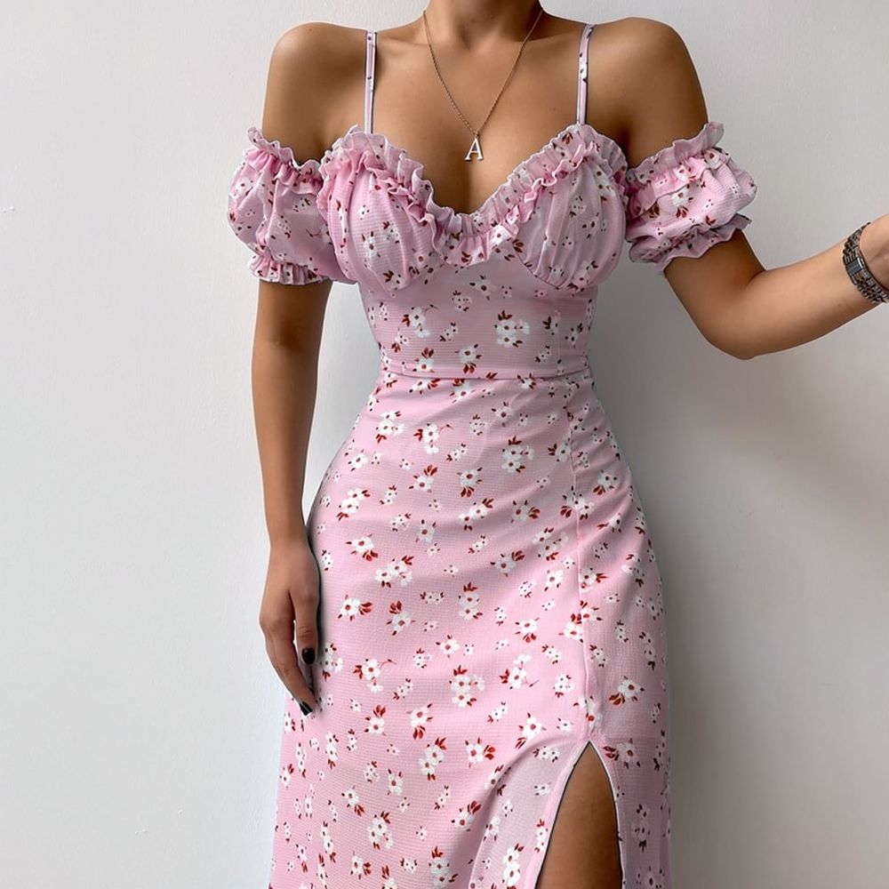 Kadın Yazlık Çiçekli Elbise Fr - French Vintage Floral Midi Dress incelemesi ve fiyatı