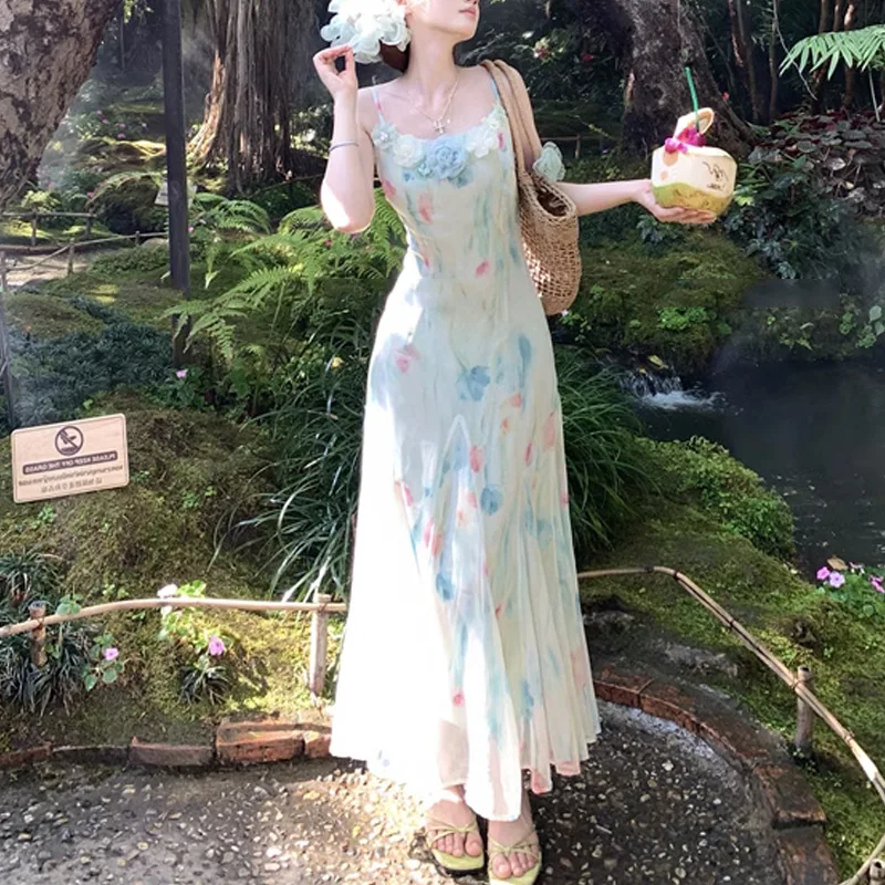 Kawaii Tatlı Y2k Japon Midi El - French Vintage Floral Midi Dress incelemesi ve fiyatı