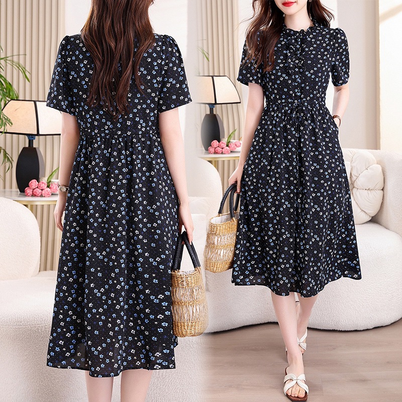 Vintage Lacivert Çiçek Baskılı - French Vintage Floral Midi Dress incelemesi ve fiyatı